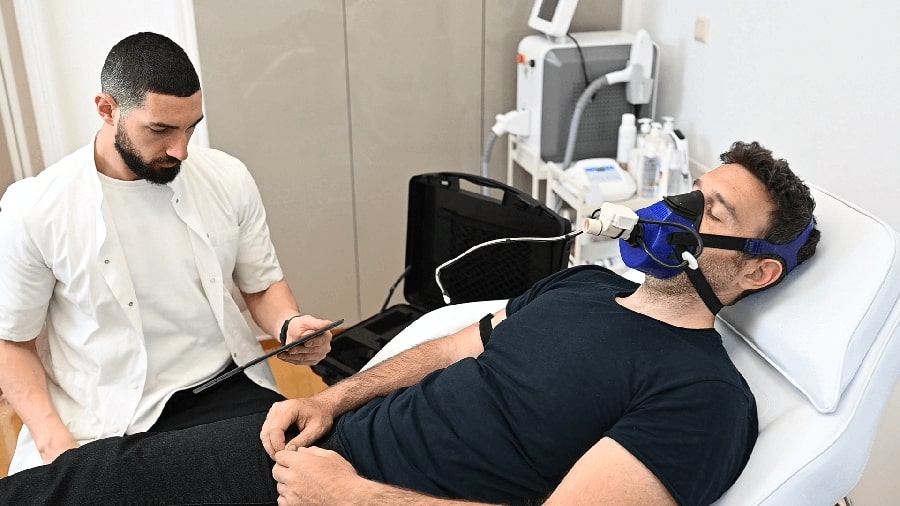 Man undergoing metabolic rate test