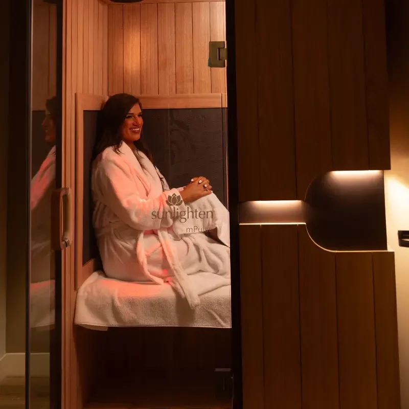Woman in infrared sauna